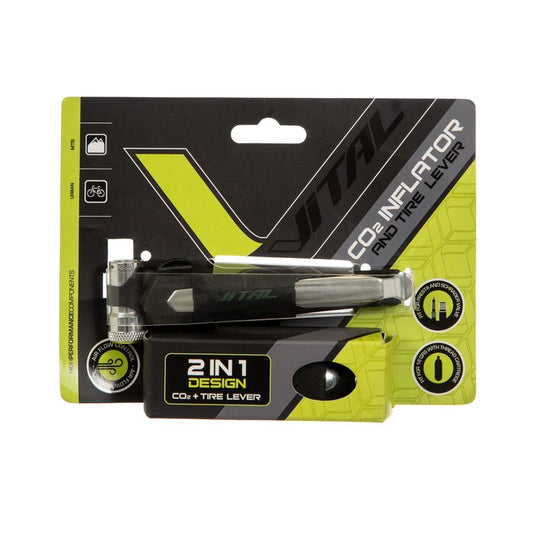 2 en 1 Boquilla para cartucho de CO2 y desmontador para llantas vital