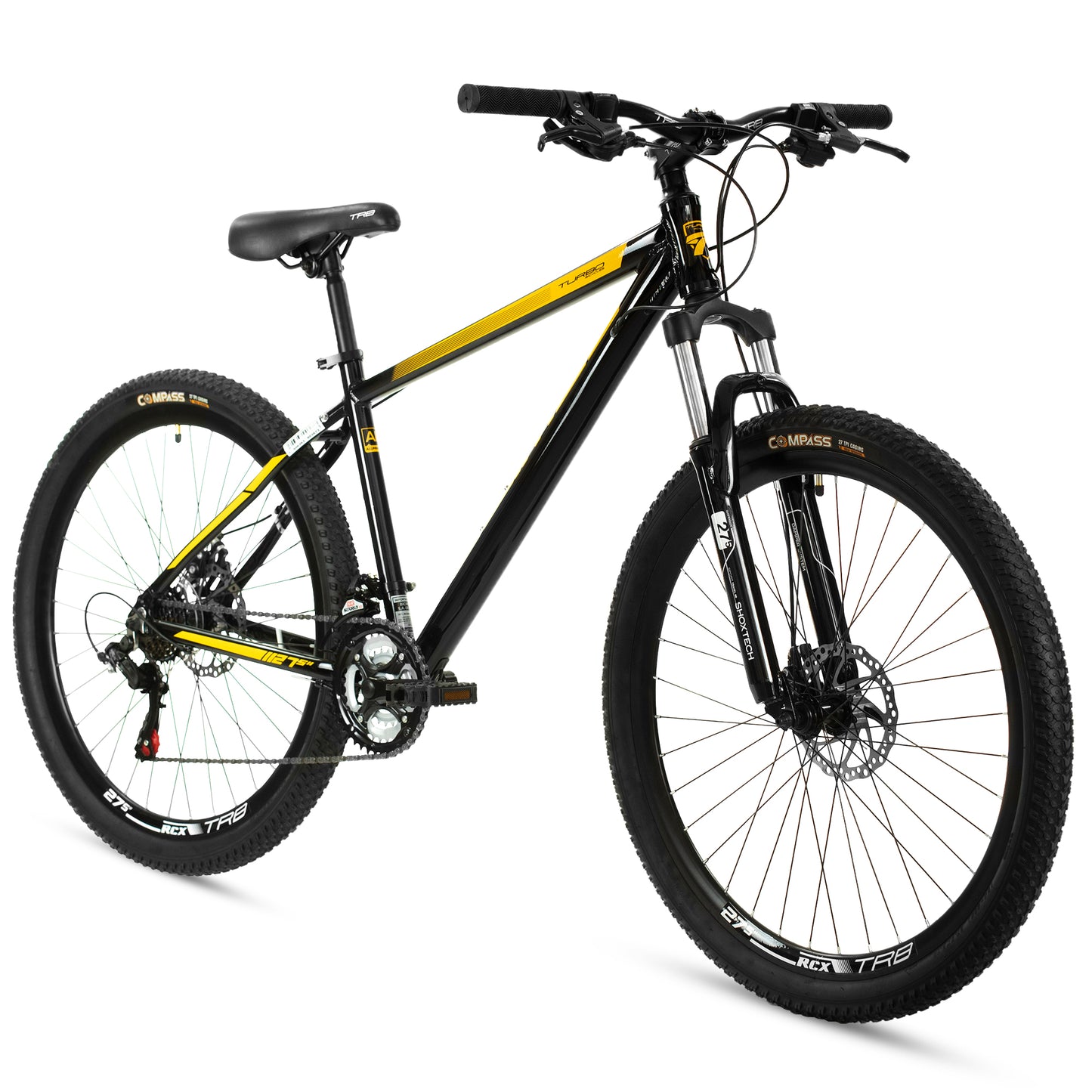 Bicicleta TURBO R 27.5 Montaña Deimos, cuadro aluminio 3x7v talla m negro con amarillo