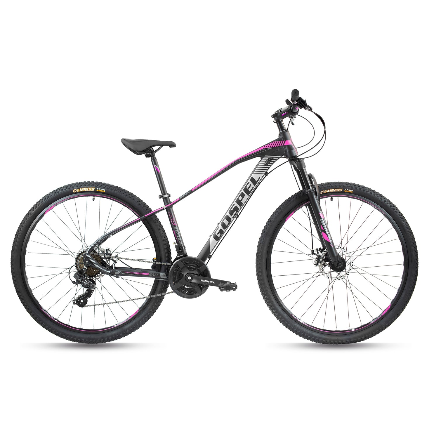 Bicicleta GOSPEL R-29 Montaña Race 3X8V negro/gris/violeta Talla ch