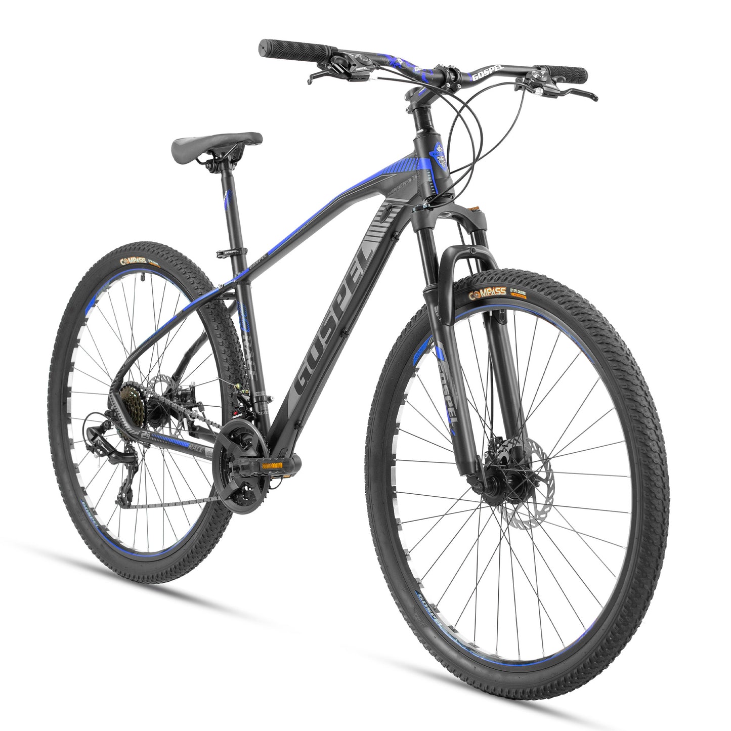 Bicicleta GOSPEL R-29 Montaña Race Alum 3X8V negro/gris/azul Talla G