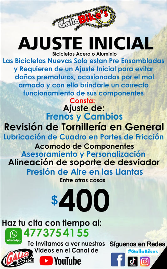 AJUSTE / ARMADO INICIAL PARA BICIS NUEVAS