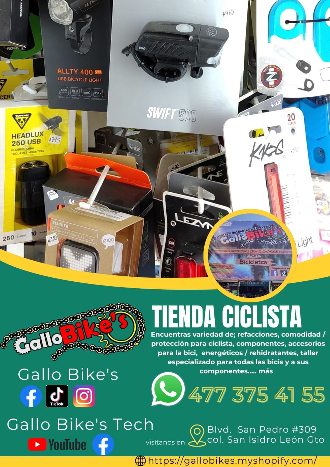 Refacciones, accesorios, ropa, energéticos, taller con servicios especializados, bicis, todo eso y más lo encuentras, con amplia variedad en tu tienda de confianza... Gallo Bikes's