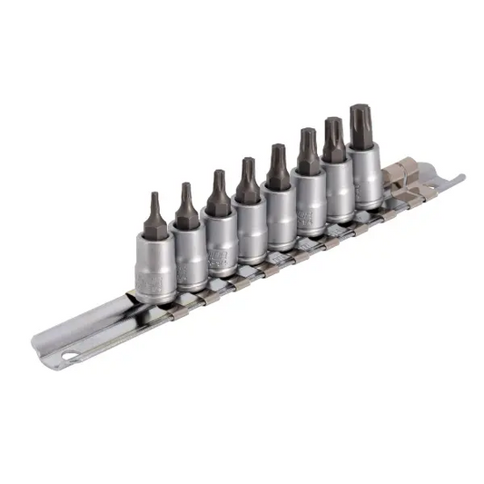 UNIOR Juego de llaves de vaso con perfil TX 1/4" sobre guía