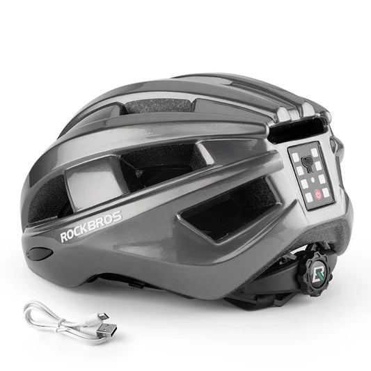 Casco Rockbros con luz trasera gris