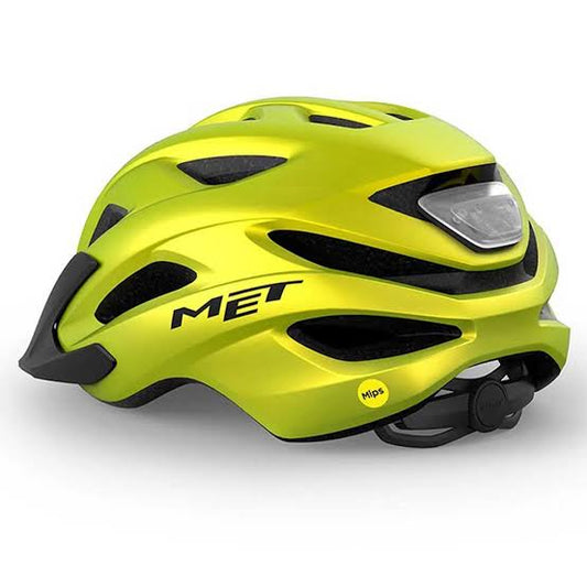Casco MET crossover amarillo lima metálico