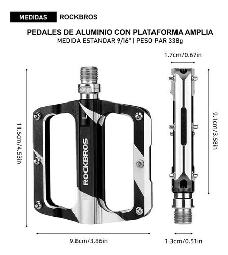 Pedales Rockbros aluminio y pines negro