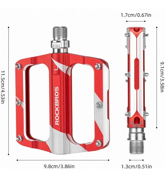 Pedales Rockbros aluminio y pines rojo