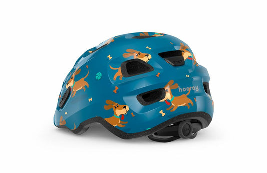 Casco MET hooray infantil azul perritos