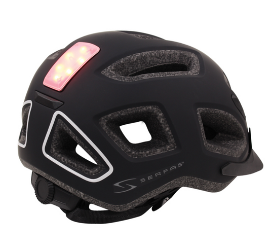 Casco SERFAS metro negro con luz trasera