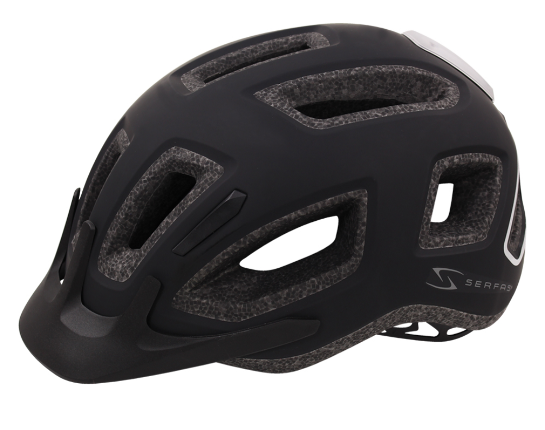Casco SERFAS metro negro con luz trasera