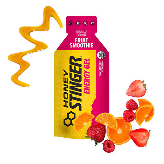 Gel honey stinger sabor batido de frutas caja 24pz de 32gr