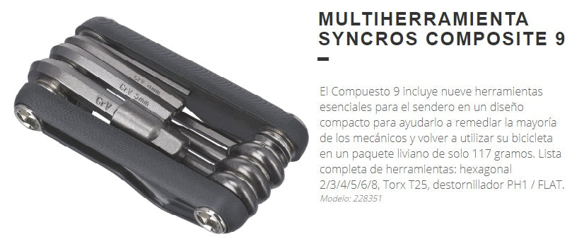 HERRAMIENTAS SYNCROS COMPOSITE 9 herramientas