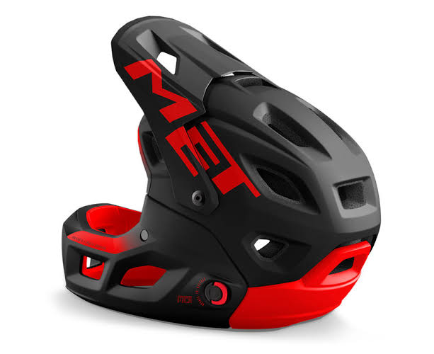 Casco MET Parachute full face desmontable 2 en 1 negro / rojo