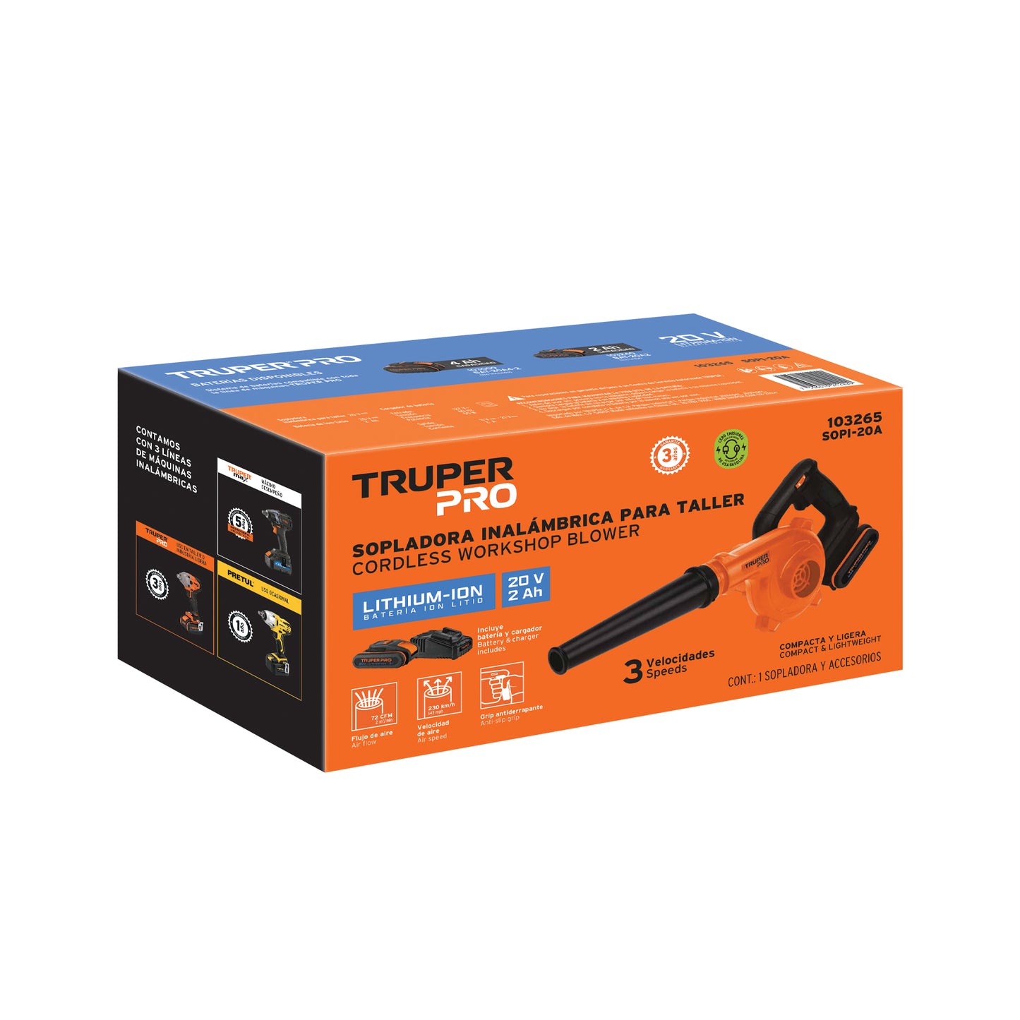 TRUPER Sopladora para taller 20V 1 batería 2Ah