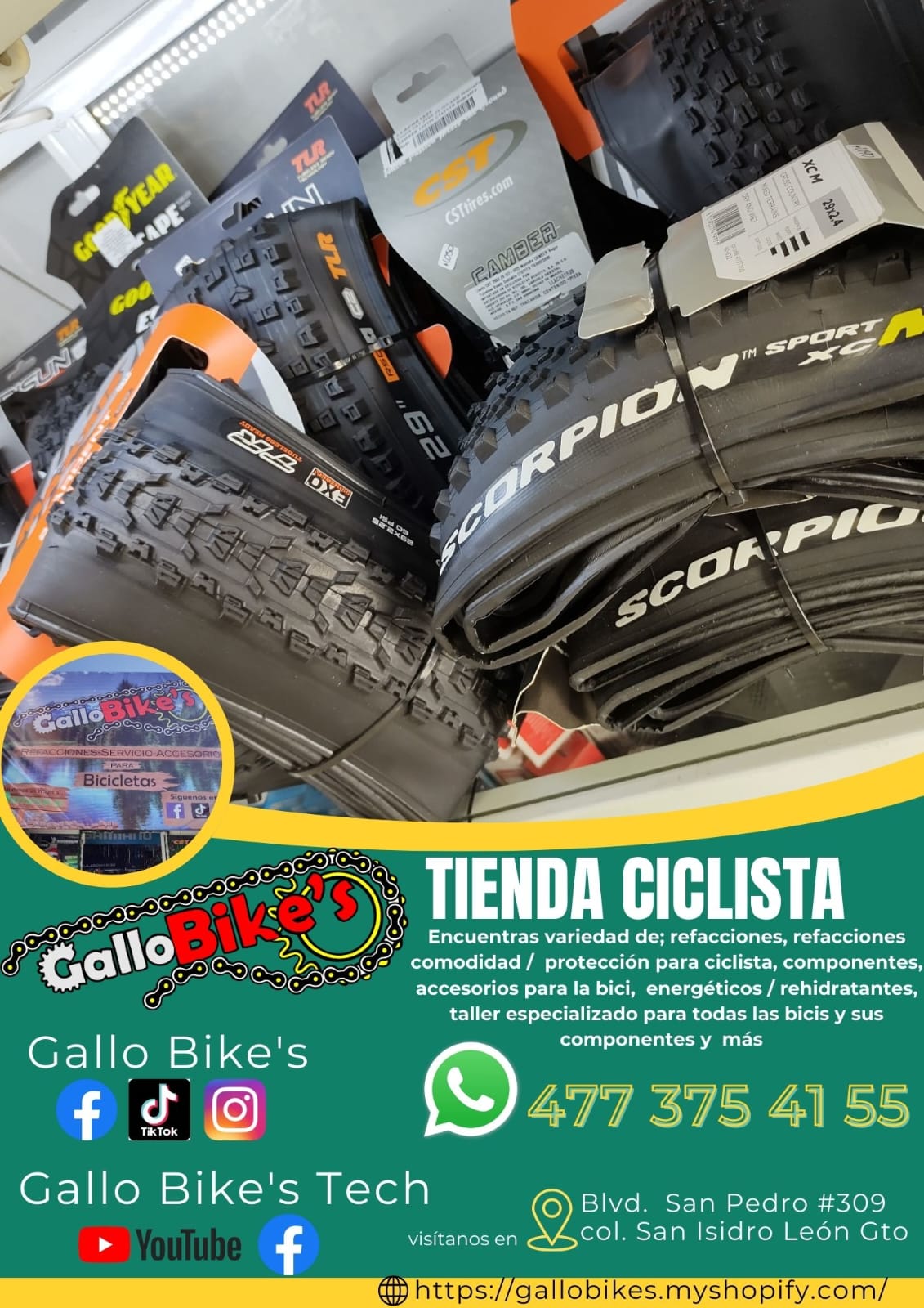 Refacciones, accesorios, ropa, energéticos, taller con servicios especializados, bicis, todo eso y más lo encuentras, con amplia variedad en tu tienda de confianza... Gallo Bikes's