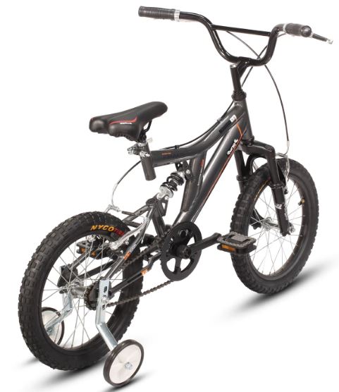 Bicicleta R 16 doble suspension roja 1  velocidad gris Ryno