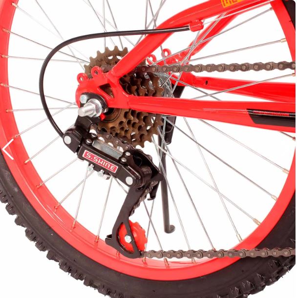 Bicicleta R 20 doble suspension roja 3x6  velocidades Ryno