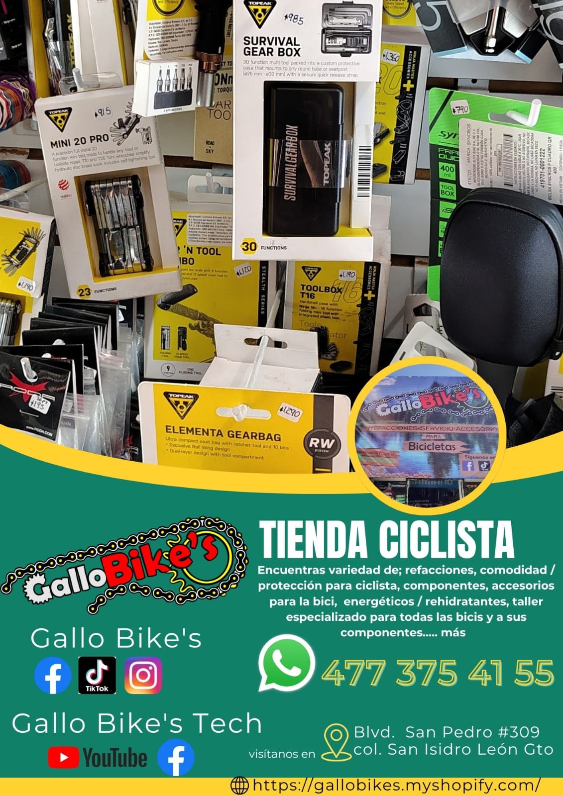 Refacciones, accesorios, ropa, energéticos, taller con servicios especializados, bicis, todo eso y más lo encuentras, con amplia variedad en tu tienda de confianza... Gallo Bikes's