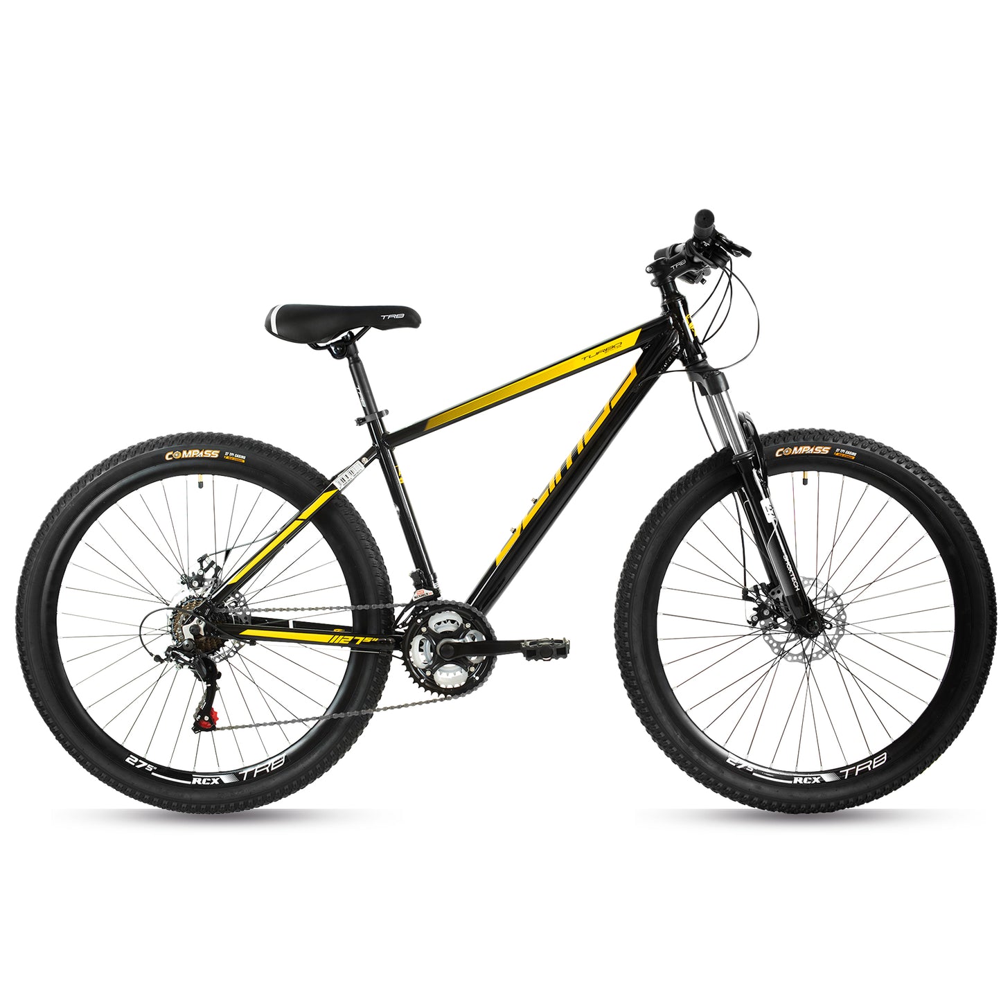 Bicicleta TURBO R 27.5 Montaña Deimos, cuadro aluminio 3x7v talla m negro con amarillo