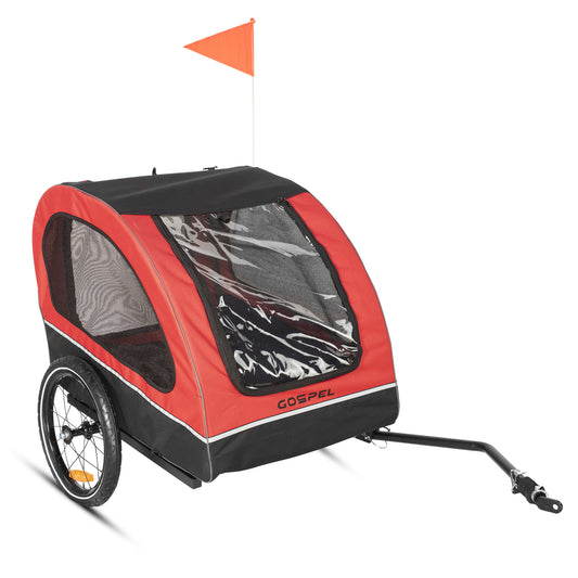 Remolque rojo para mascota con banderin y correa de seguridad capacidad 10509 40kg Gospel    Z5O