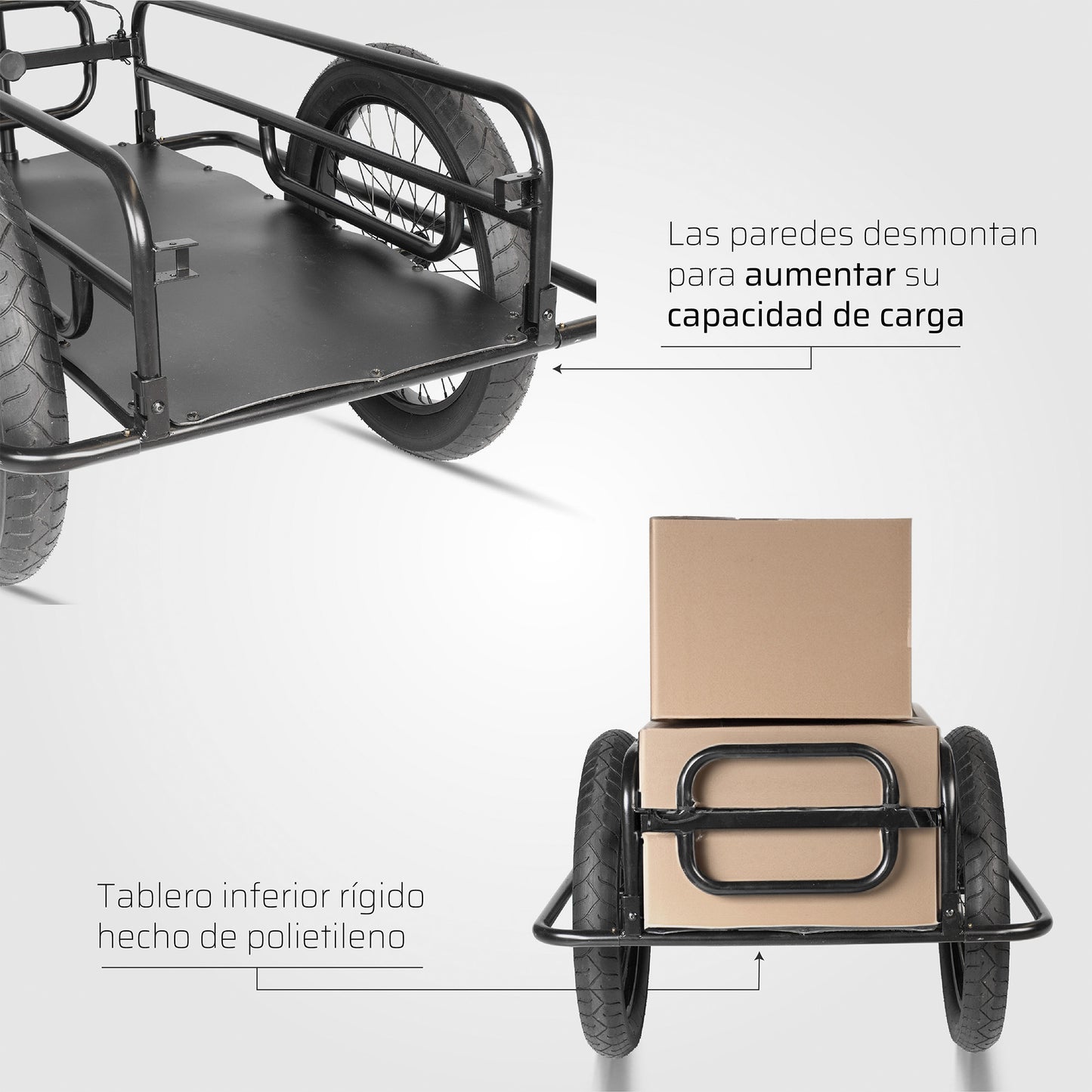 Remolque de carga para 100kg R20 x 3.0 con quick release y parador 106 x 46 x 25 Gospel   Z5O