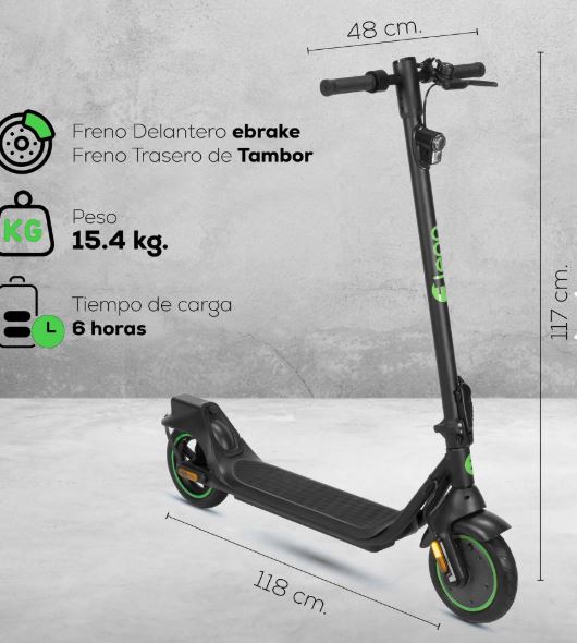 Scooter electrico GF - N09 llanta 8.5" 350W 36V 7.8 AH freno de disco y e - brake E - lena
