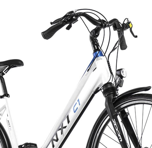 Bicicleta R 700 Urbana Electrica 1x7 velocidades Aluminio blanco / azul T - AEC - TDA41Z NTX