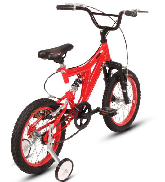 Bicicleta R 16 doble suspension roja 1  velocidad roja Ryno