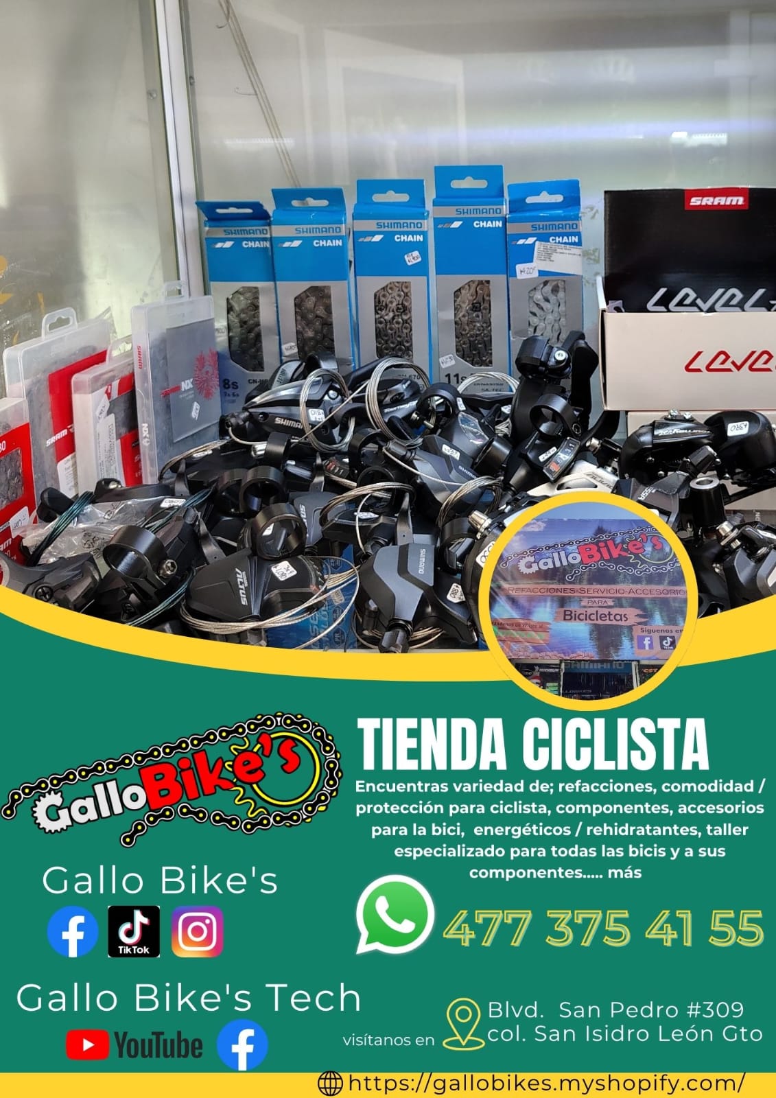 Refacciones, accesorios, ropa, energéticos, taller con servicios especializados, bicis, todo eso y más lo encuentras, con amplia variedad en tu tienda de confianza... Gallo Bikes's