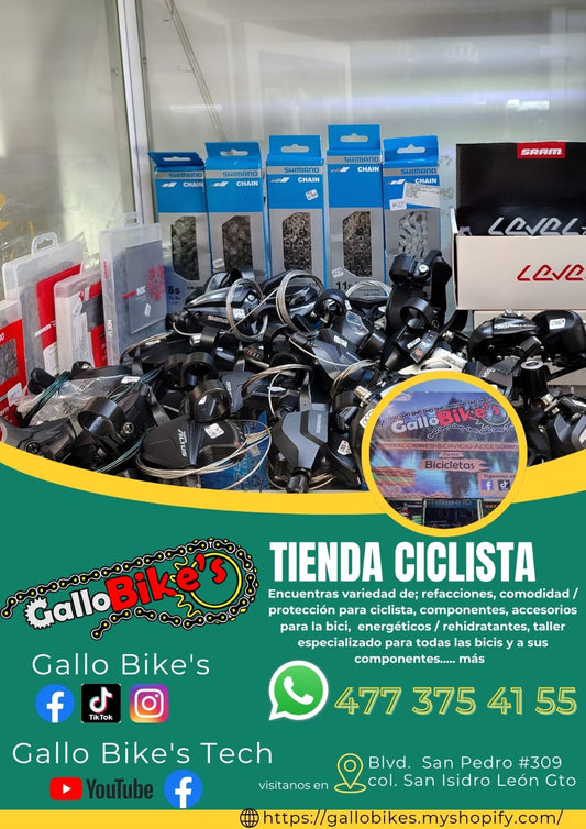Refacciones, accesorios, ropa, energéticos, taller con servicios especializados, bicis, todo eso y más lo encuentras, con amplia variedad en tu tienda de confianza... Gallo Bikes's