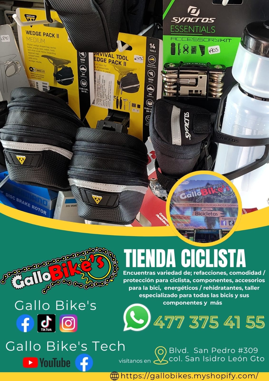Refacciones, accesorios, ropa, energéticos, taller con servicios especializados, bicis, todo eso y más lo encuentras, con amplia variedad en tu tienda de confianza... Gallo Bikes's