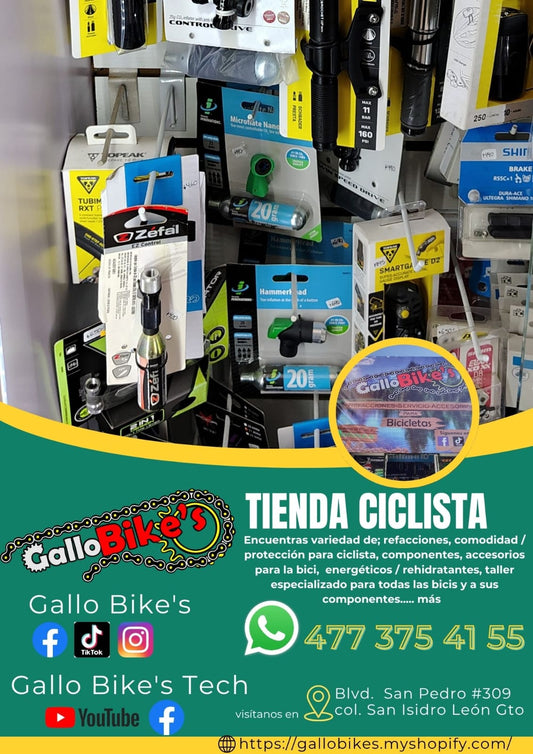 Refacciones, accesorios, ropa, energéticos, taller con servicios especializados, bicis, todo eso y más lo encuentras, con amplia variedad en tu tienda de confianza... Gallo Bikes's