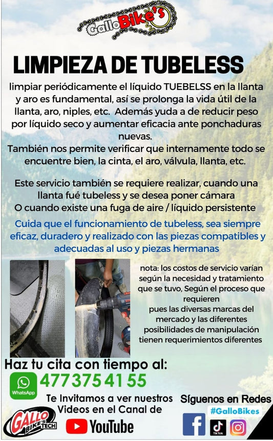 LIMPIEZA DE TUBELESS PARA LLANTAS DE BICICLETA