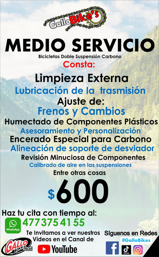 SERVICIO EXTERNO PARA BICIS DOBLE SUSPENSIÓN DE CARBONO