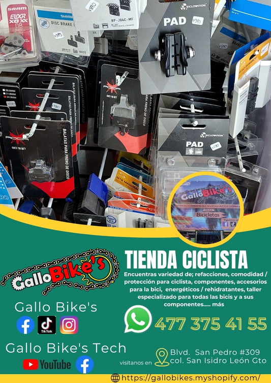 Refacciones, accesorios, ropa, energéticos, taller con servicios especializados, bicis, todo eso y más lo encuentras, con amplia variedad en tu tienda de confianza... Gallo Bikes's