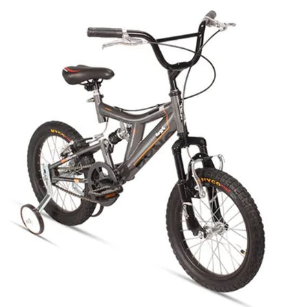 Bicicleta R 16 doble suspension roja 1  velocidad gris Ryno