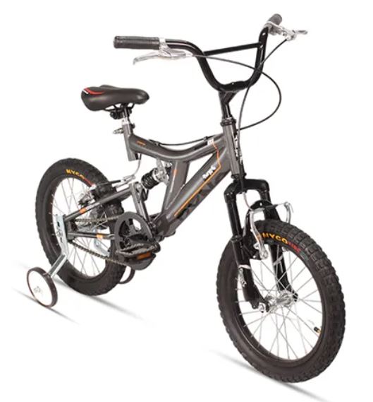 Bicicleta R 16 doble suspension roja 1  velocidad gris Ryno