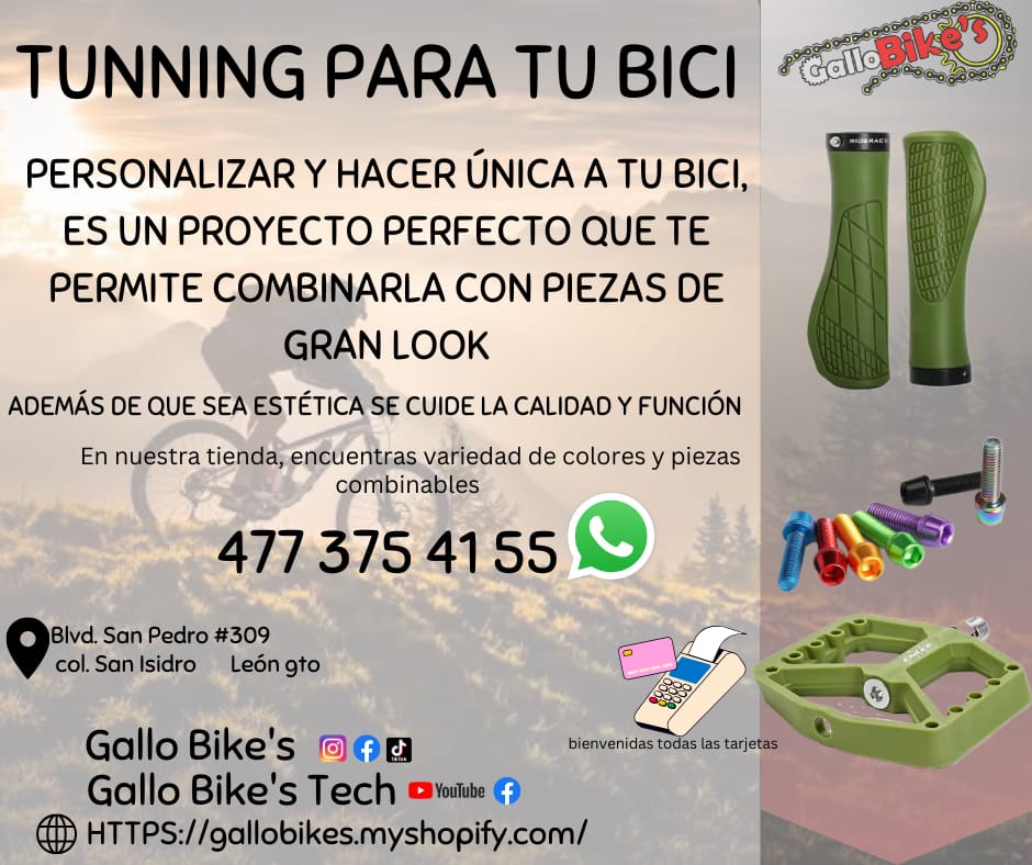 Refacciones, accesorios, ropa, energéticos, taller con servicios especializados, bicis, todo eso y más lo encuentras, con amplia variedad en tu tienda de confianza... Gallo Bikes's