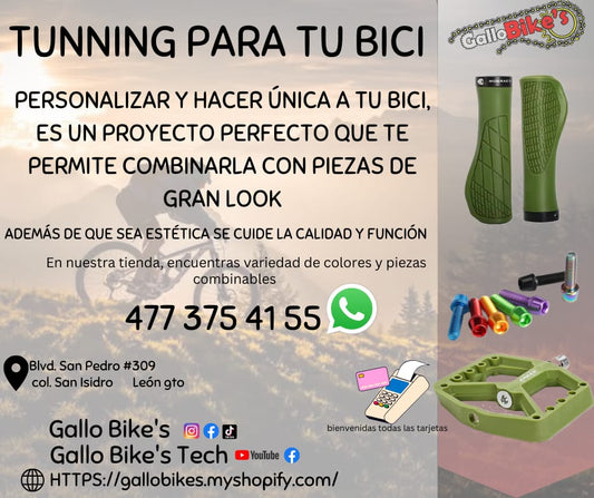 Refacciones, accesorios, ropa, energéticos, taller con servicios especializados, bicis, todo eso y más lo encuentras, con amplia variedad en tu tienda de confianza... Gallo Bikes's