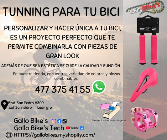 Refacciones, accesorios, ropa, energéticos, taller con servicios especializados, bicis, todo eso y más lo encuentras, con amplia variedad en tu tienda de confianza... Gallo Bikes's