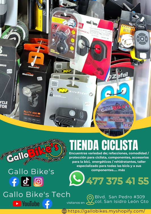 Refacciones, accesorios, ropa, energéticos, taller con servicios especializados, bicis, todo eso y más lo encuentras, con amplia variedad en tu tienda de confianza... Gallo Bikes's