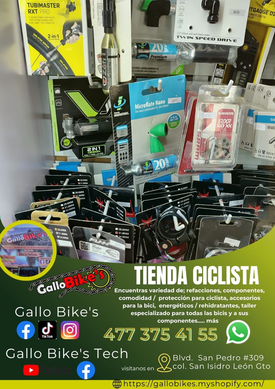Refacciones, accesorios, ropa, energéticos, taller con servicios especializados, bicis, todo eso y más lo encuentras, con amplia variedad en tu tienda de confianza... Gallo Bikes's