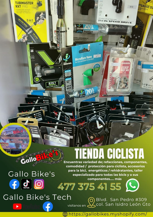 Refacciones, accesorios, ropa, energéticos, taller con servicios especializados, bicis, todo eso y más lo encuentras, con amplia variedad en tu tienda de confianza... Gallo Bikes's