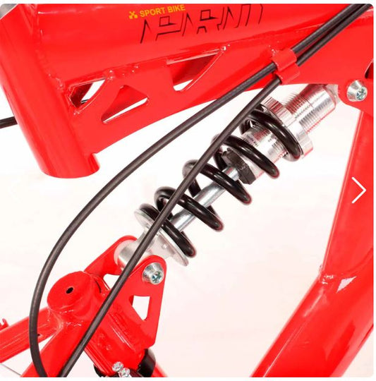 Bicicleta R 20 doble suspension roja 3x6  velocidades Ryno