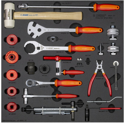 UNIOR Set de herramientas en bandeja para banco de reparación completo