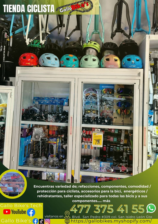Refacciones, accesorios, ropa, energéticos, taller con servicios especializados, bicis, todo eso y más lo encuentras, con amplia variedad en tu tienda de confianza... Gallo Bikes's