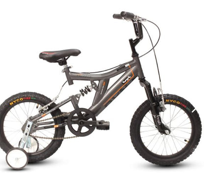 Bicicleta R 16 doble suspension roja 1  velocidad gris Ryno