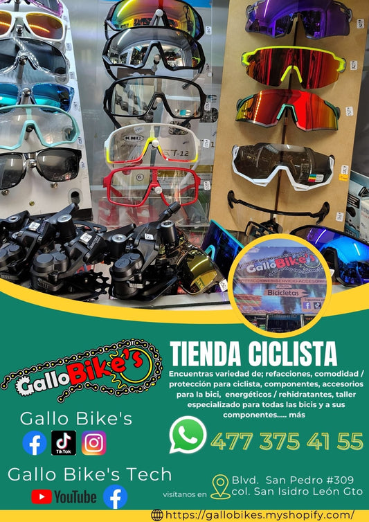 Refacciones, accesorios, ropa, energéticos, taller con servicios especializados, bicis, todo eso y más lo encuentras, con amplia variedad en tu tienda de confianza... Gallo Bikes's