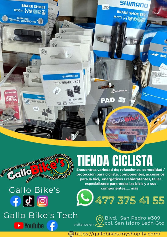 Refacciones, accesorios, ropa, energéticos, taller con servicios especializados, bicis, todo eso y más lo encuentras, con amplia variedad en tu tienda de confianza... Gallo Bikes's