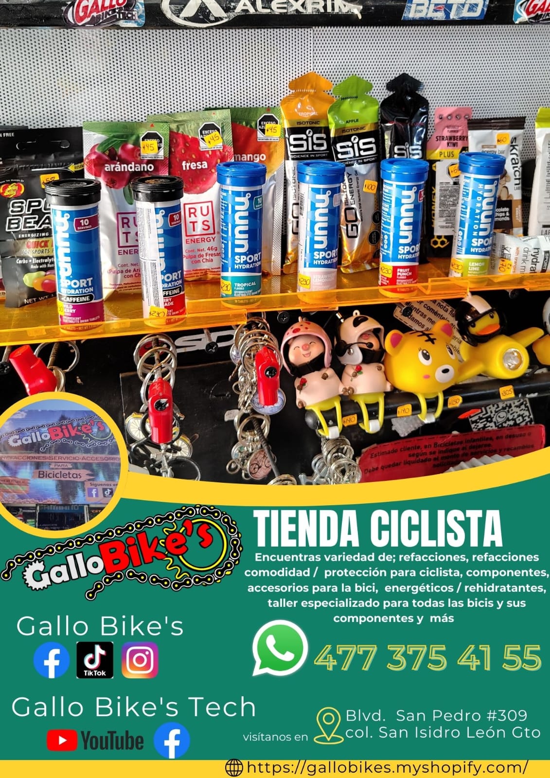 Refacciones, accesorios, ropa, energéticos, taller con servicios especializados, bicis, todo eso y más lo encuentras, con amplia variedad en tu tienda de confianza... Gallo Bikes's